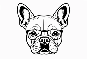 silhouette of french bull dog with glasses tattoo idea