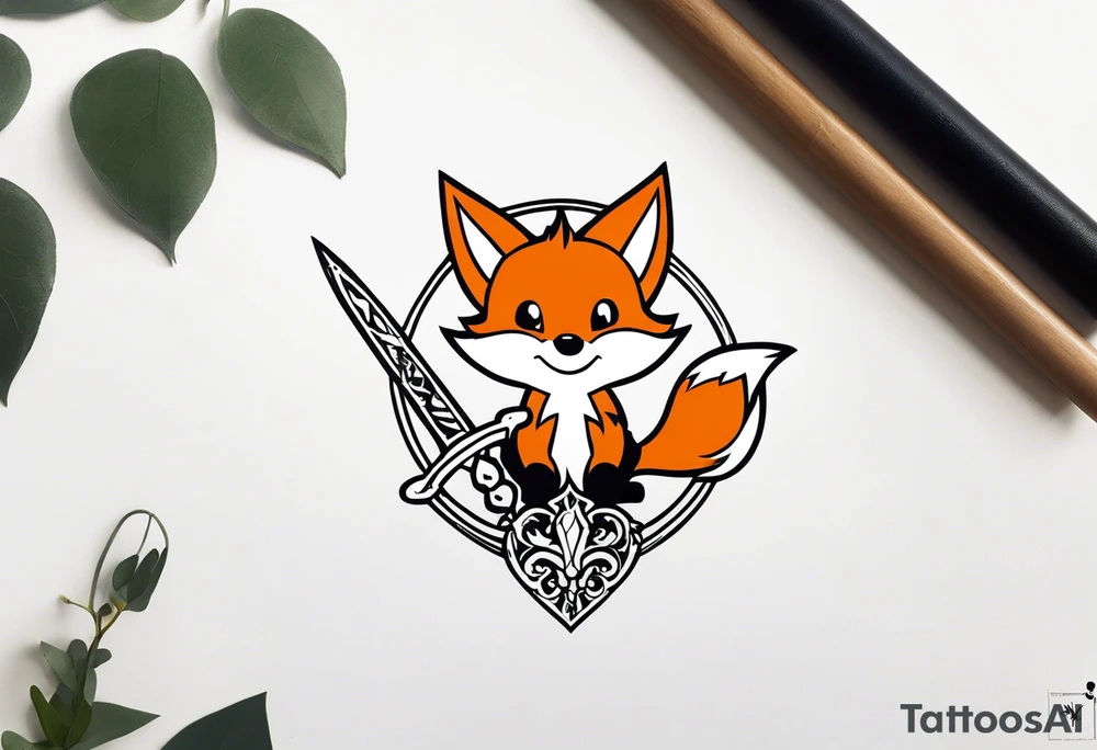 Renard sur un fond boussole. Il faut une clé ( style keyblade dans kingdom hearts. Tatouage sur l'avant bras tattoo idea