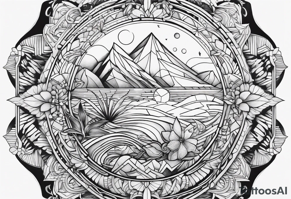 Geometric aquatic tattoo idea