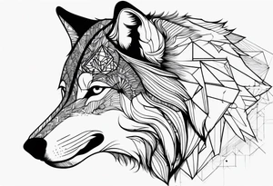 Wolf in profile mouth agape, , his forehead should have the diamond symbol with a dot in the center, tattoo idea