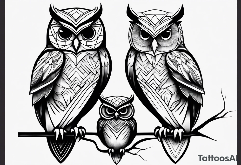 Mom and baby owl tattoo idea