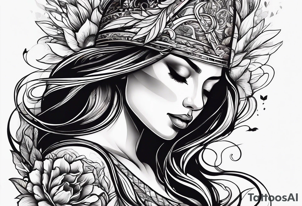 Resurrection Beautiful woman rising from her dead self to inner peace and self-love tattoo idea