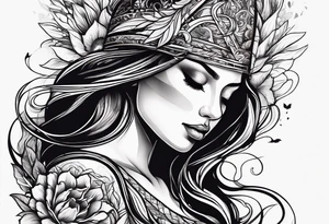 Resurrection Beautiful woman rising from her dead self to inner peace and self-love tattoo idea