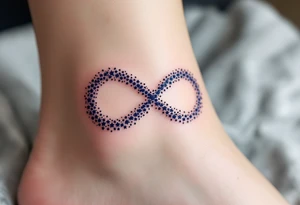 An infinity symbol made of tiny stars, fading from bright white to deep navy blue, creating a dreamy effect. tattoo idea