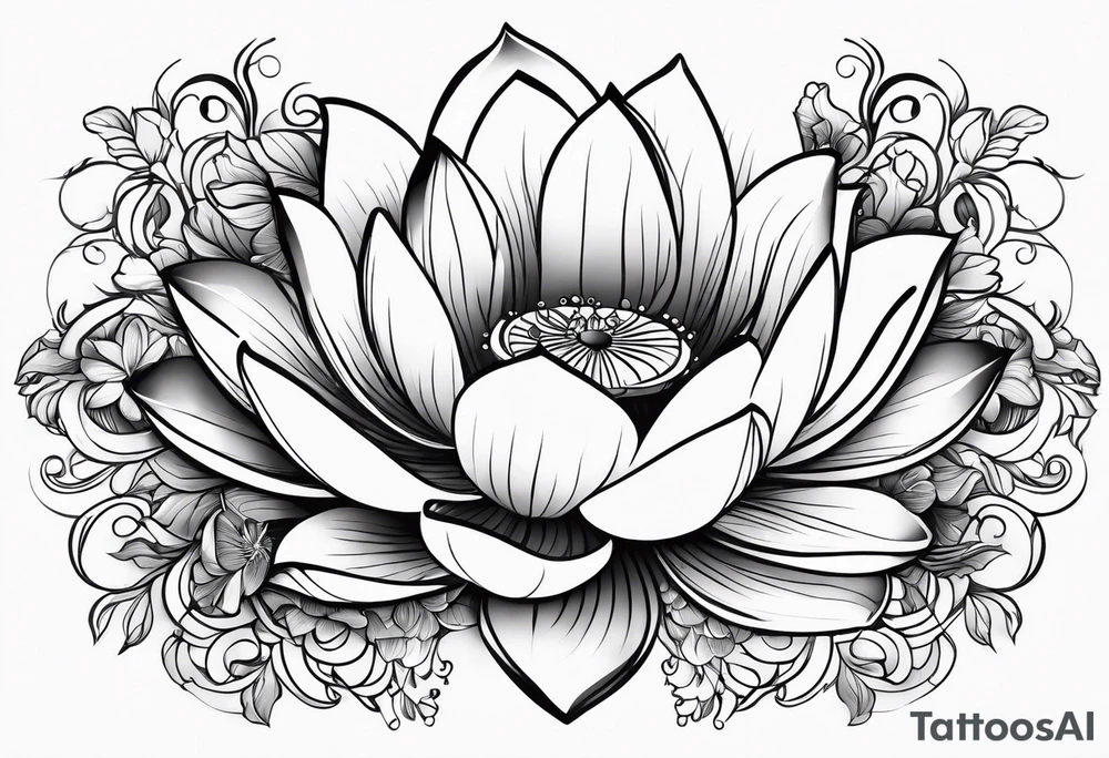 Lotus music song vine flowers tattoo idea