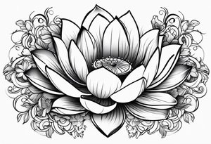 Lotus music song vine flowers tattoo idea