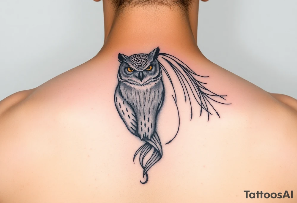 deftone owl and fine line horse tattoo idea