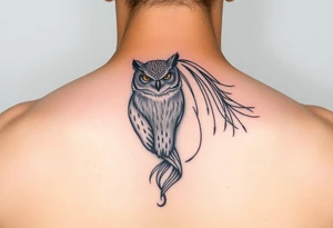 deftone owl and fine line horse tattoo idea