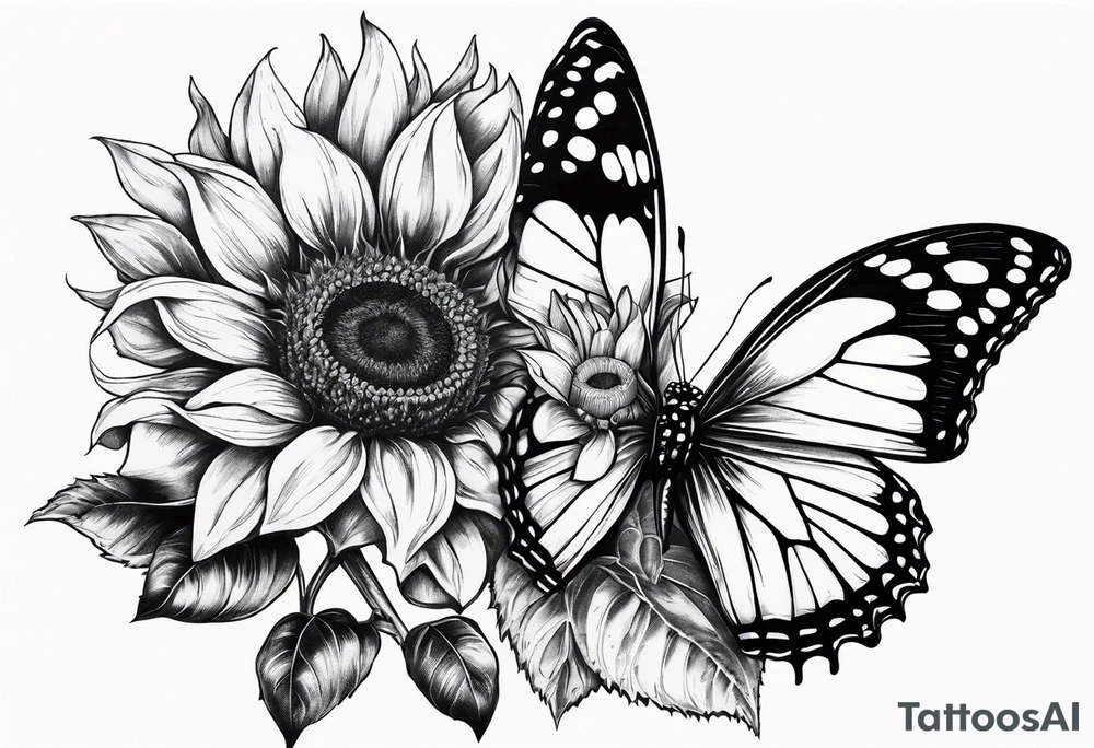 Sunflower, butterfly, book tattoo idea