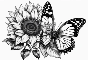 Sunflower, butterfly, book tattoo idea
