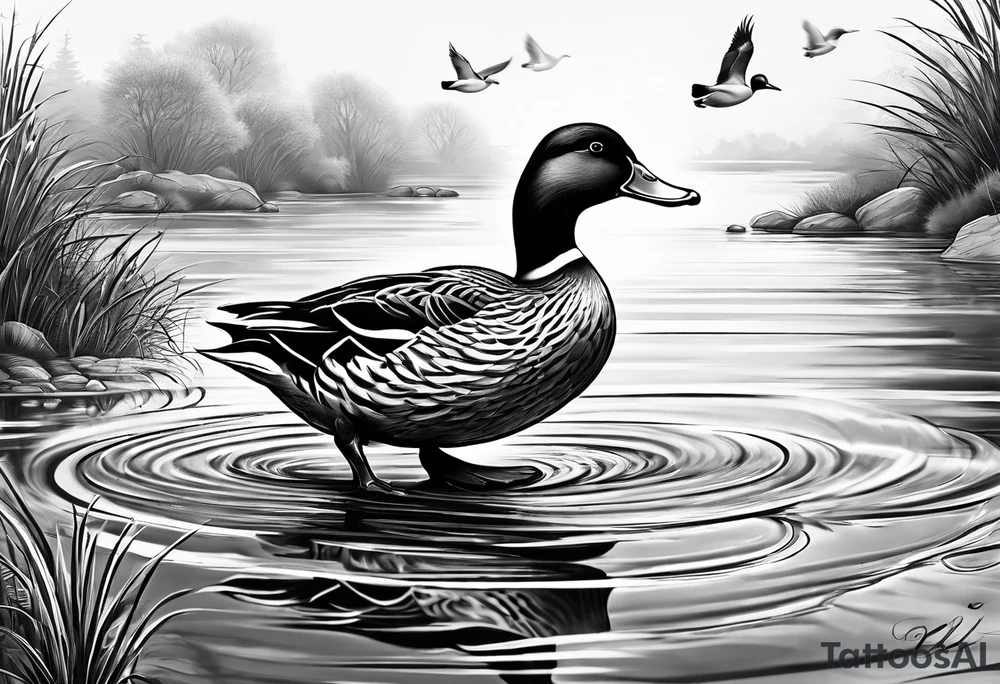 A duck walking tattoo idea