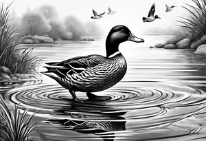 A duck walking tattoo idea