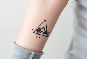 Geometric small triangle about different paths in life merge together and become stronger while being psychedelic and trippy make it fine thin lines tattoo idea