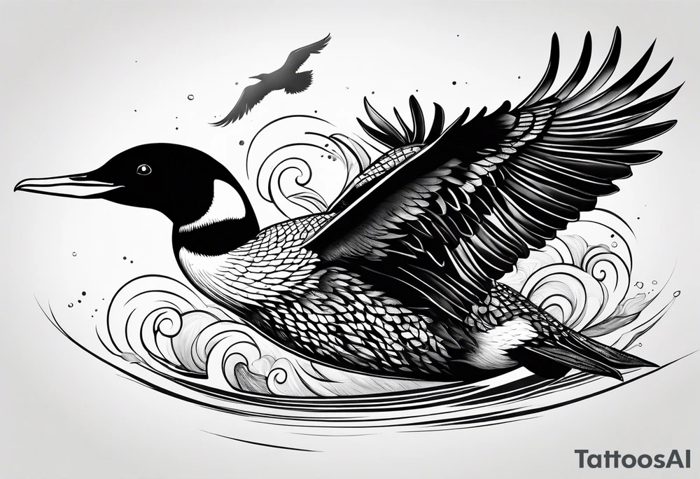 loon flying abstract tattoo idea