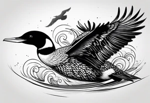 loon flying abstract tattoo idea