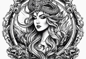 Trident with a serpent around it tattoo idea