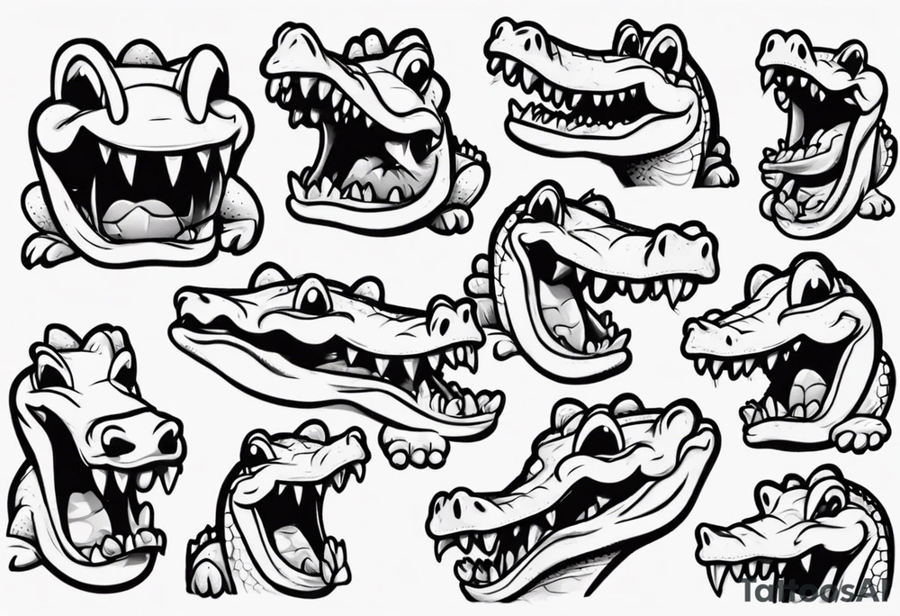 A cute cartoon crocodile crying tattoo idea