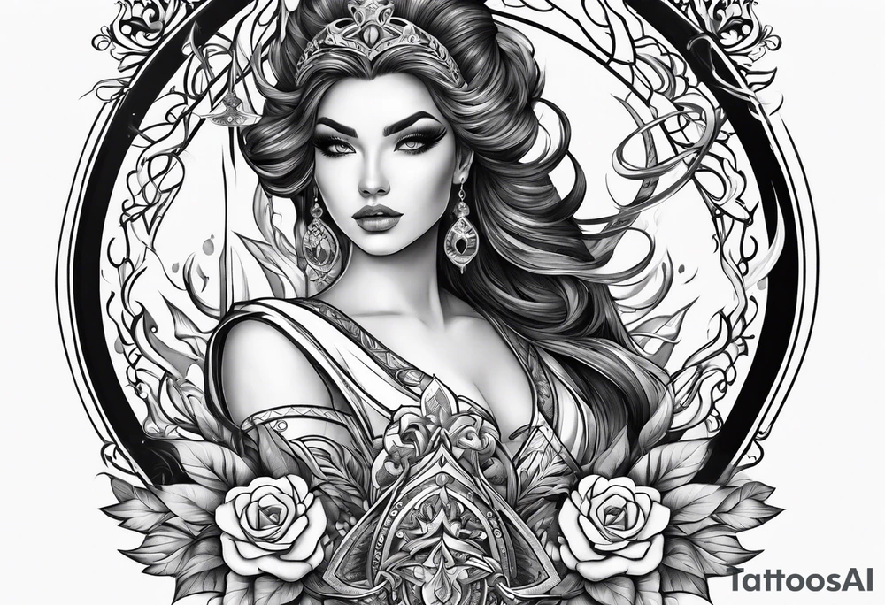 Feminine magical dagger tattoo idea