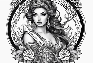 Feminine magical dagger tattoo idea