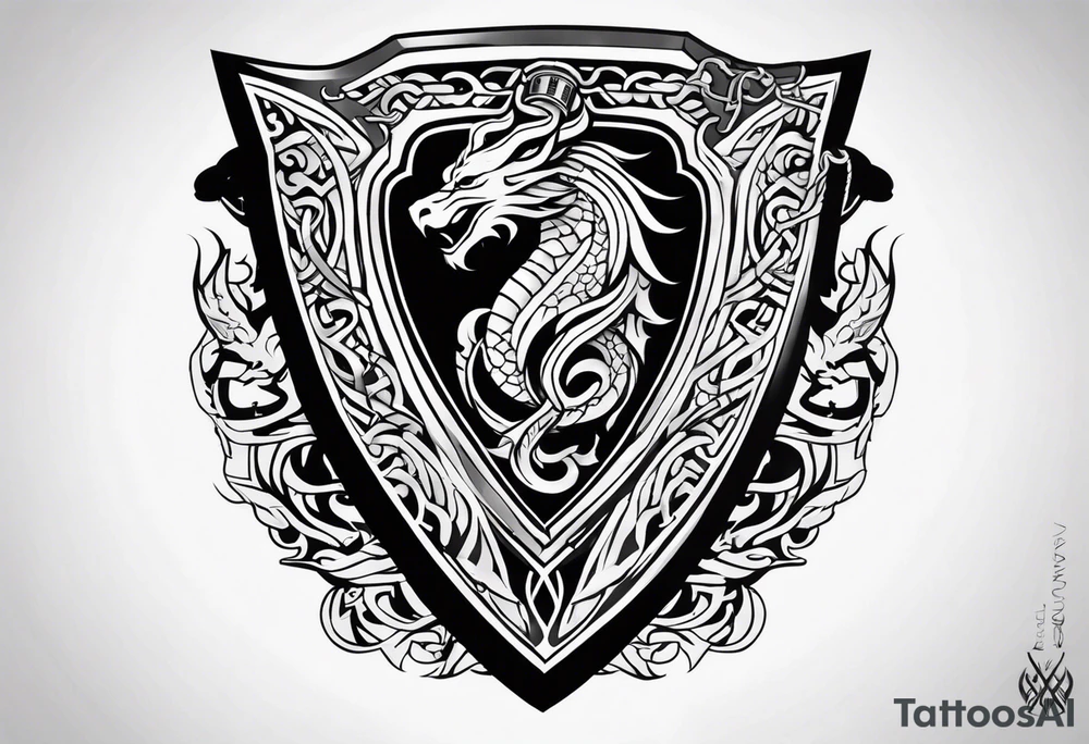 Viking sword Valhalla shield dragon tattoo idea