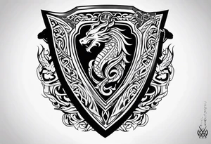 Viking sword Valhalla shield dragon tattoo idea