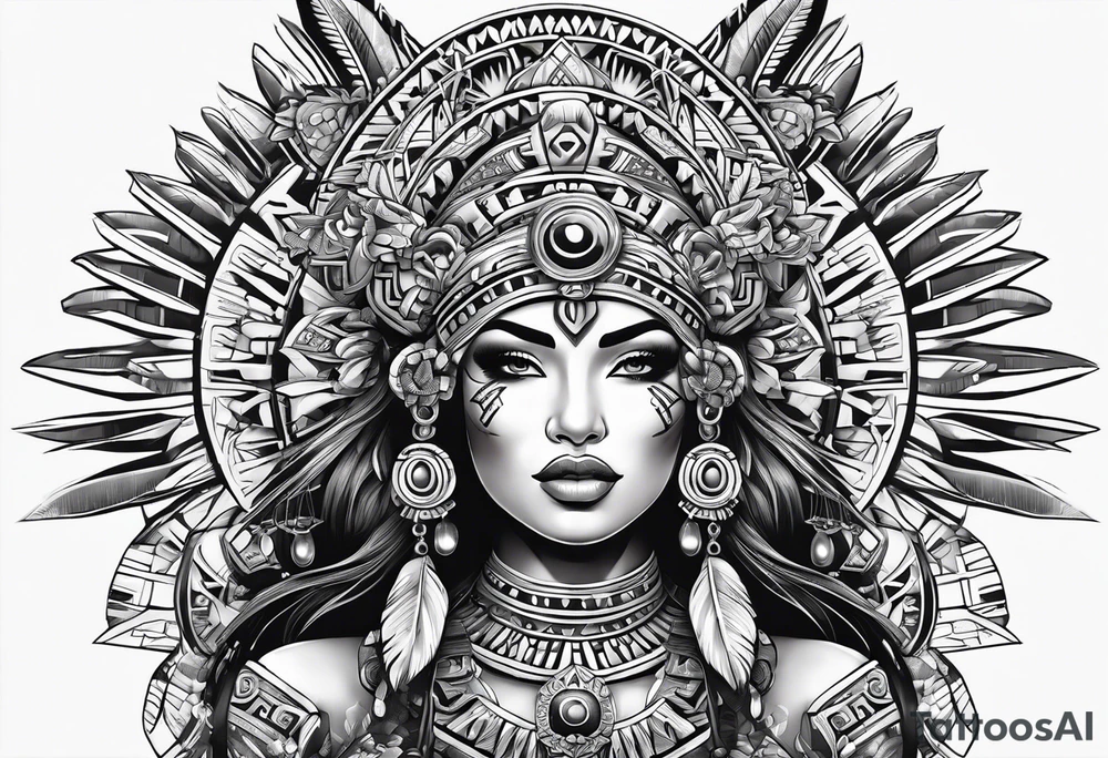 Aztec princess, ollin symbol tattoo idea