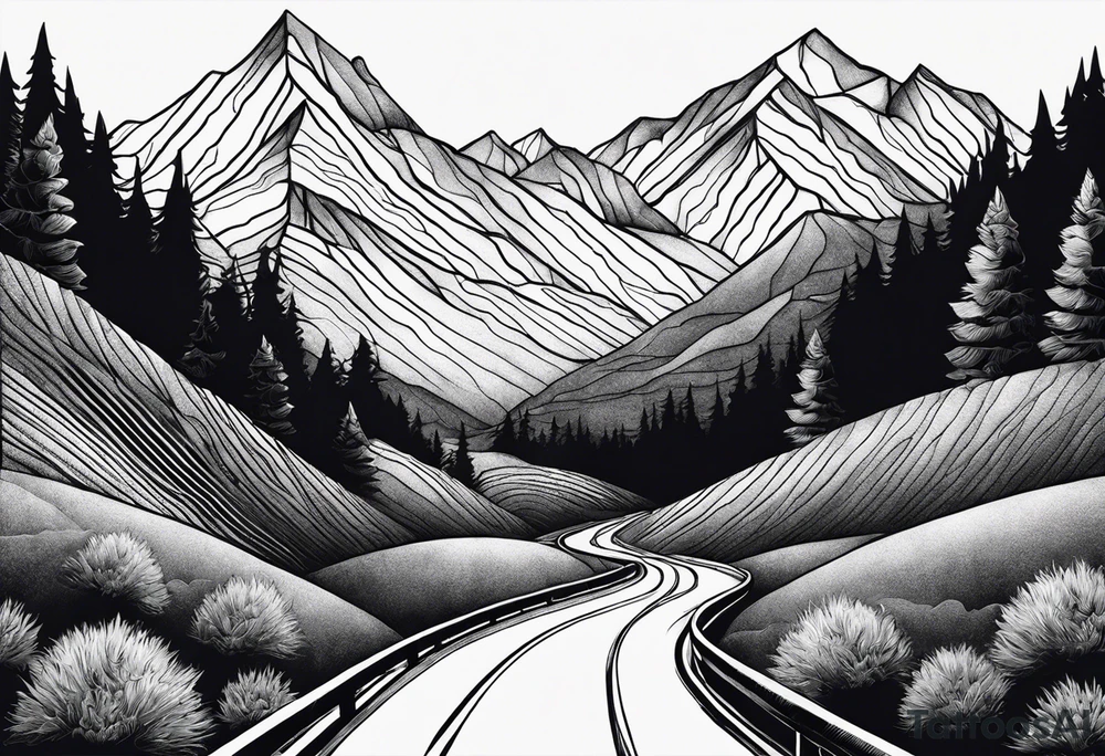 Long road to the mountains tattoo idea