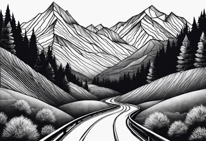 Long road to the mountains tattoo idea