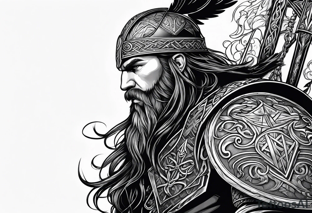 Viking with raven tattoo idea