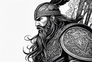 Viking with raven tattoo idea