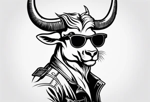 capricorn with sunglasses and shotgun tattoo idea