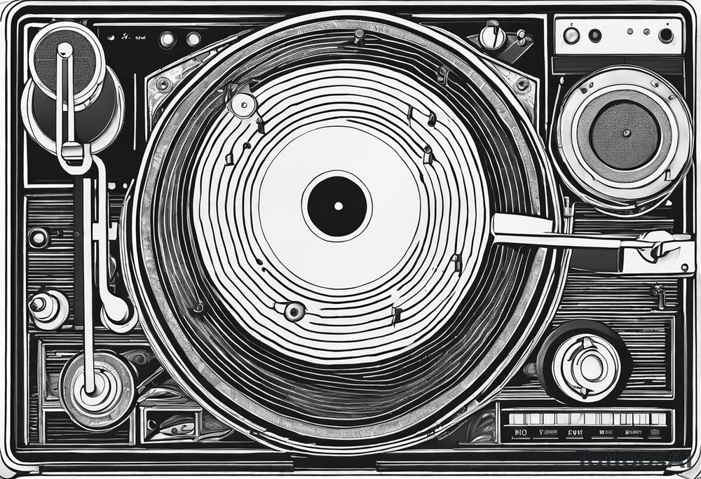 Recordplayer minimalistic fineline drawed in 2D tattoo idea Recordplayer minimalistic fineline drawed in 2D tattoo idea