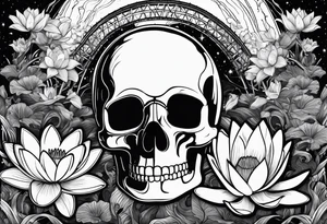 roller coaster track, water lily, daffodils, space and stars, skulls tattoo idea