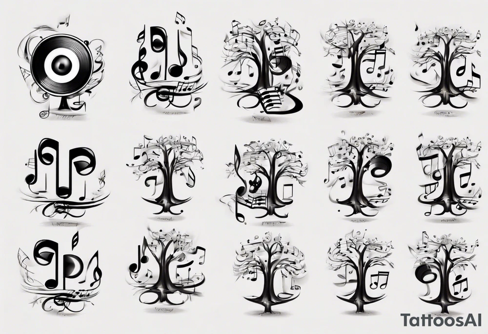 music speaker note tree stave notes tattoo idea