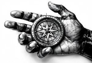 Back of the hand compass with a longitutde at the top of the compass and latitude at the bottom of the compass have some type of reference to africa or nigeria tattoo idea