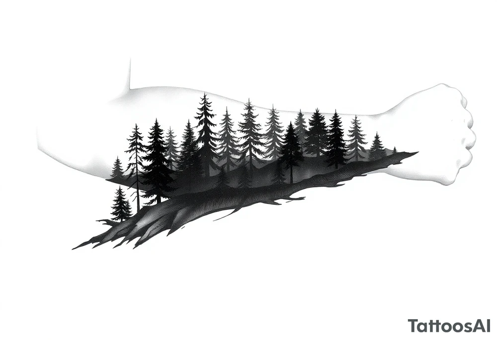 Coniferouse forest silhouette around the forearm a tattoo tattoo idea Coniferouse forest silhouette around the forearm a tattoo tattoo idea
