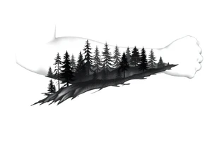 Coniferouse forest silhouette around the forearm a tattoo tattoo idea