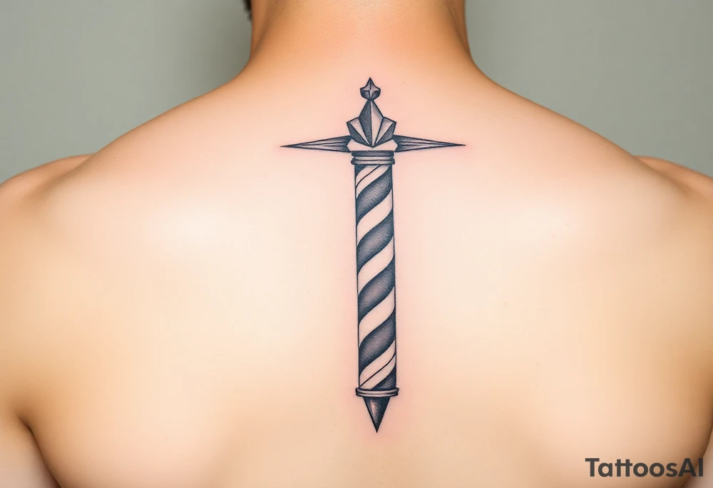 Geometric barber pole tattoo idea