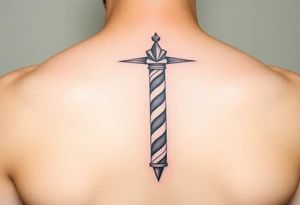 Geometric barber pole tattoo idea