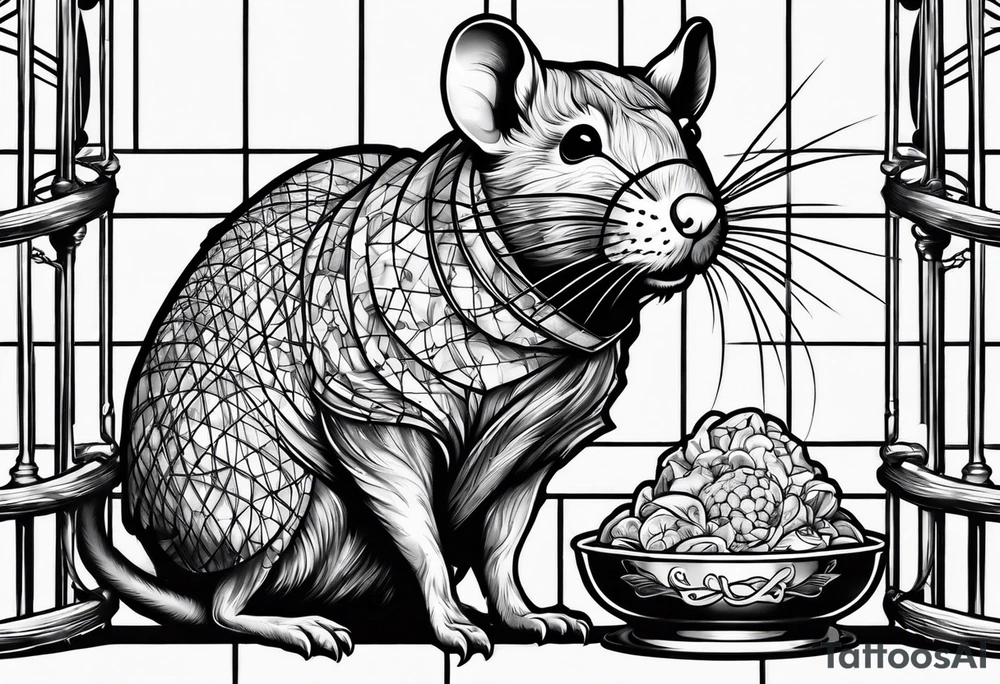 Rat chef behind bars tattoo idea