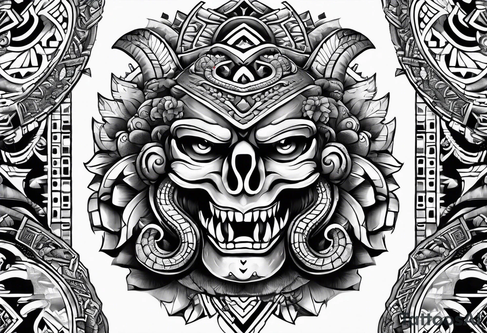 aztec snake sleeve tattoo idea