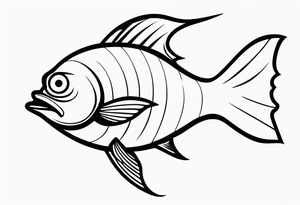 Aggressive looking minimalist cartoon fish tattoo idea