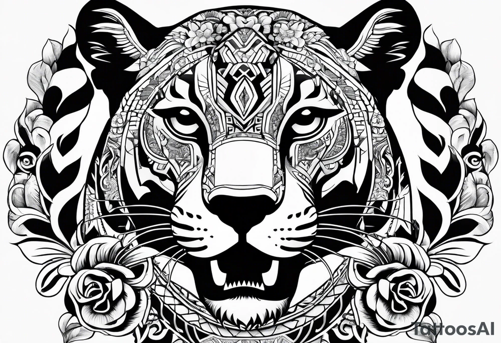 aztec black jaguar with snake tattoo idea
