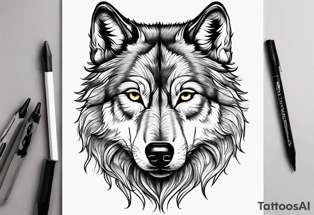 Wolf face toddle face tattoo idea