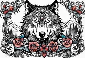 Wolf with crow tattoo idea
