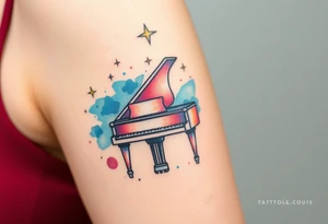 dreamy grand piano under the star tattoo idea