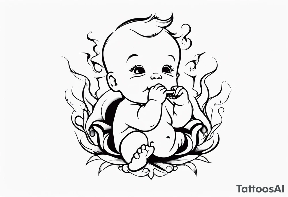baby smoking tattoo idea
