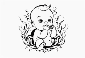 baby smoking tattoo idea