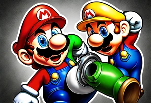 Mario and Luigi getting sucked down a plumbers pipe tattoo idea