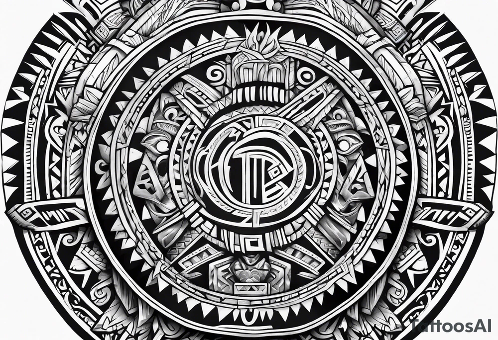 aztec rune sleeve tattoo idea
